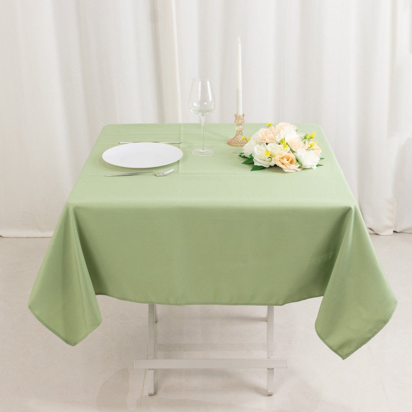 54"x54" Sage Green Premium Polyester Square Tablecloth - 220GSM