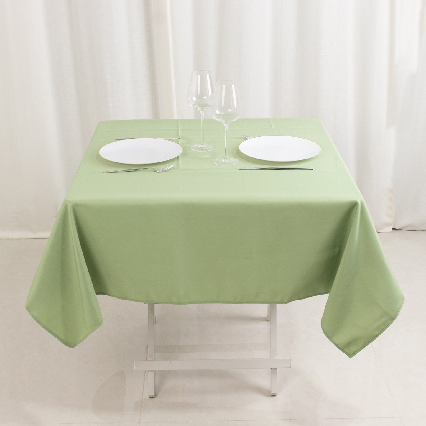 54"x54" Sage Green Premium Polyester Square Tablecloth - 220GSM