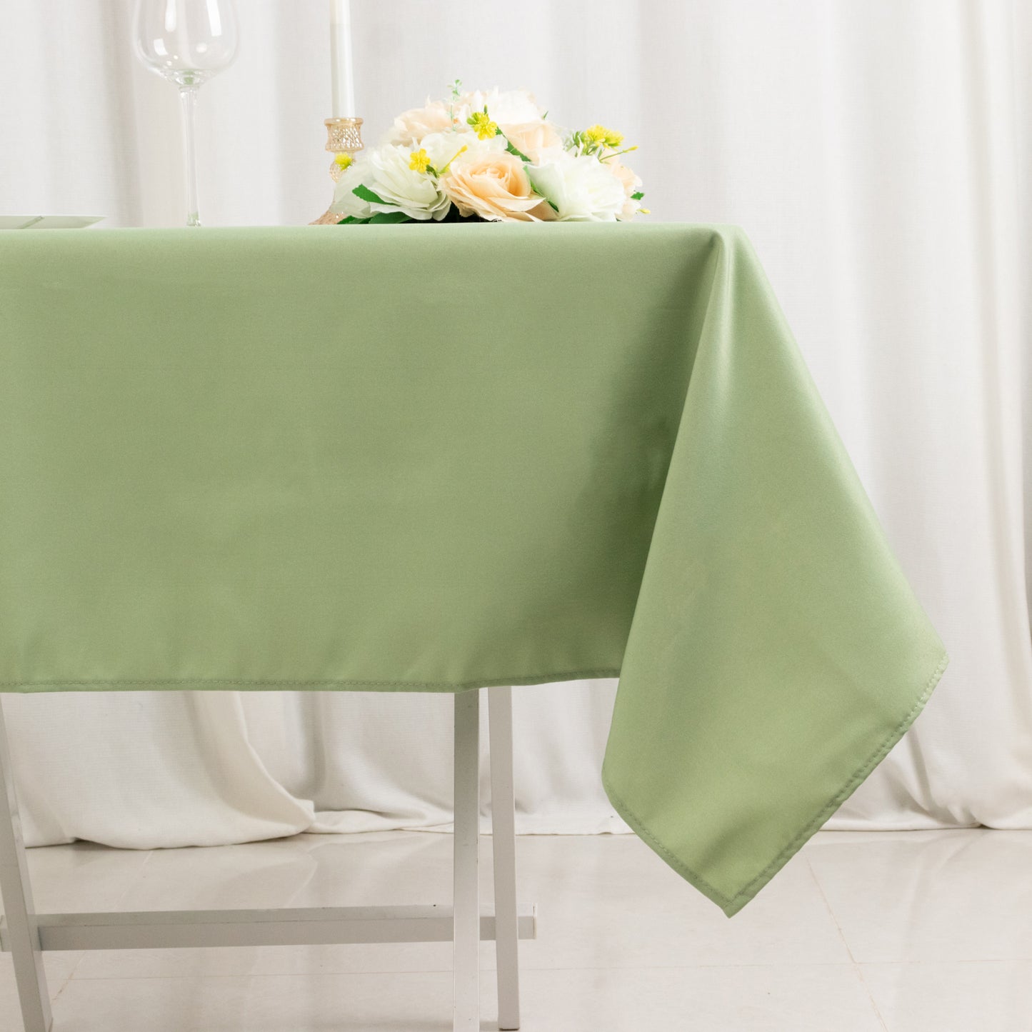 54"x54" Sage Green Premium Polyester Square Tablecloth - 220GSM