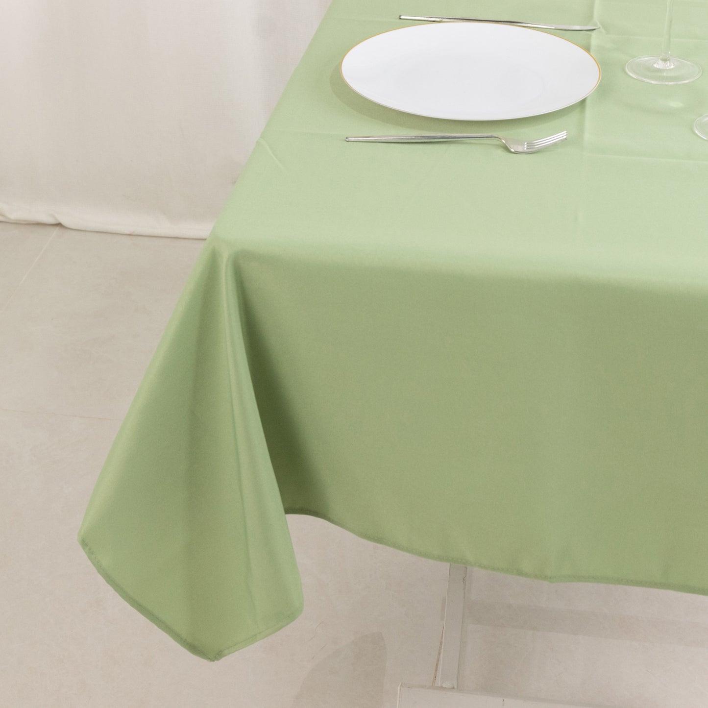 54"x54" Sage Green Premium Polyester Square Tablecloth - 220GSM