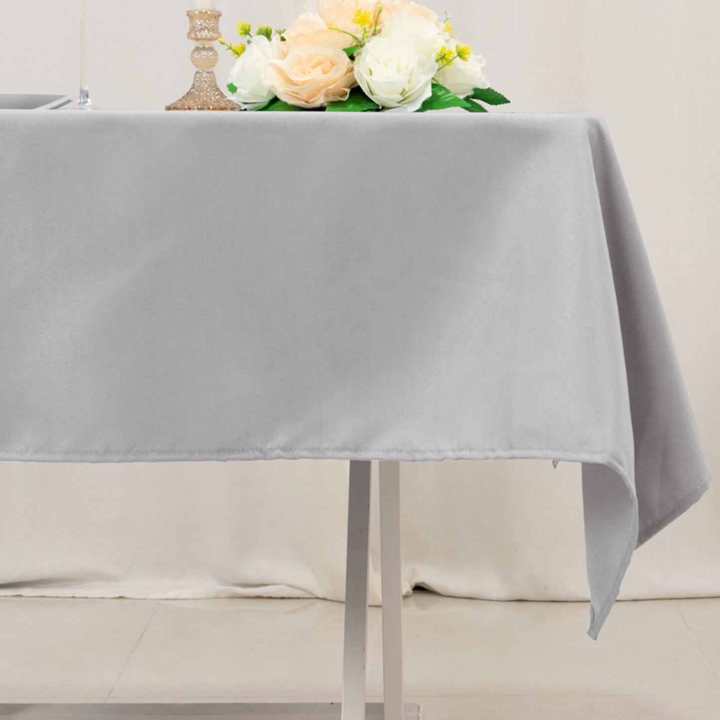 54"x54" Silver Premium Polyester Square Tablecloth - 220GSM