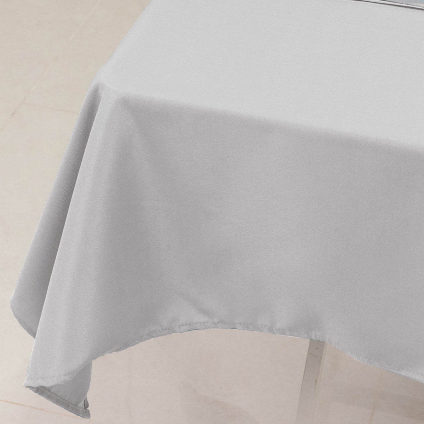 54"x54" Silver Premium Polyester Square Table Overlay - 220GSM