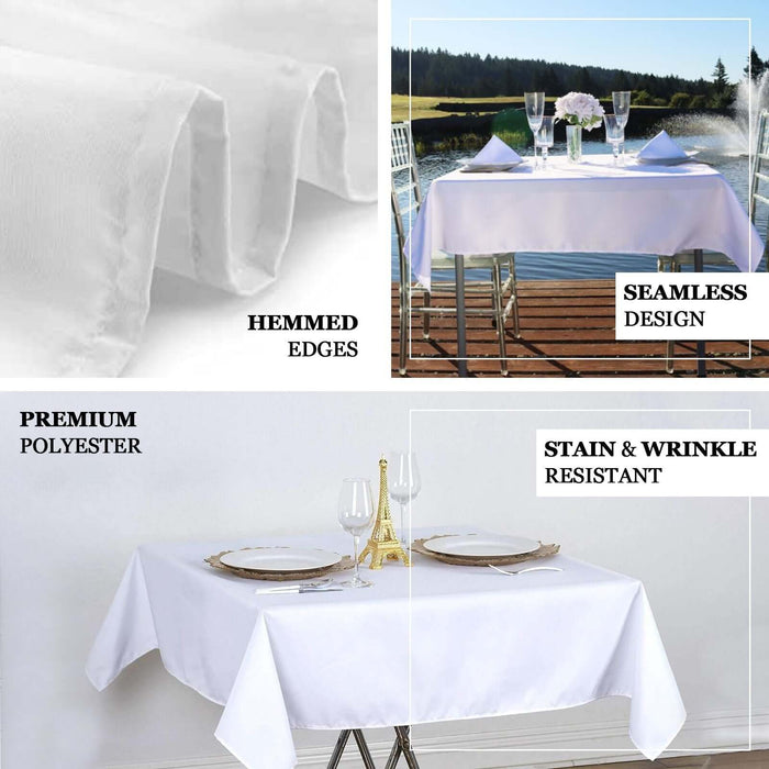 54"x54" White Seamless Premium Polyester Square Tablecloth - 220GSM