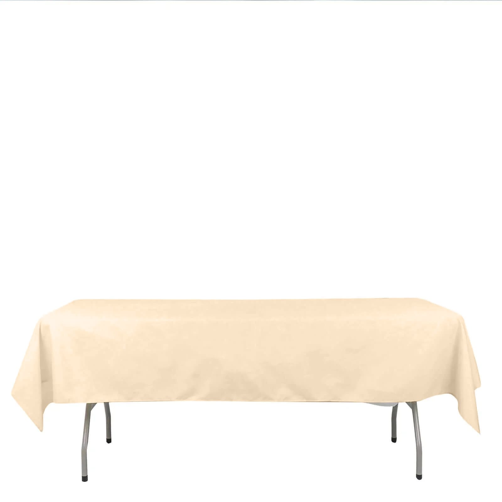 Polyester Rectangle Linen Tablecloth Beige 54 Inch x 96 Inch
