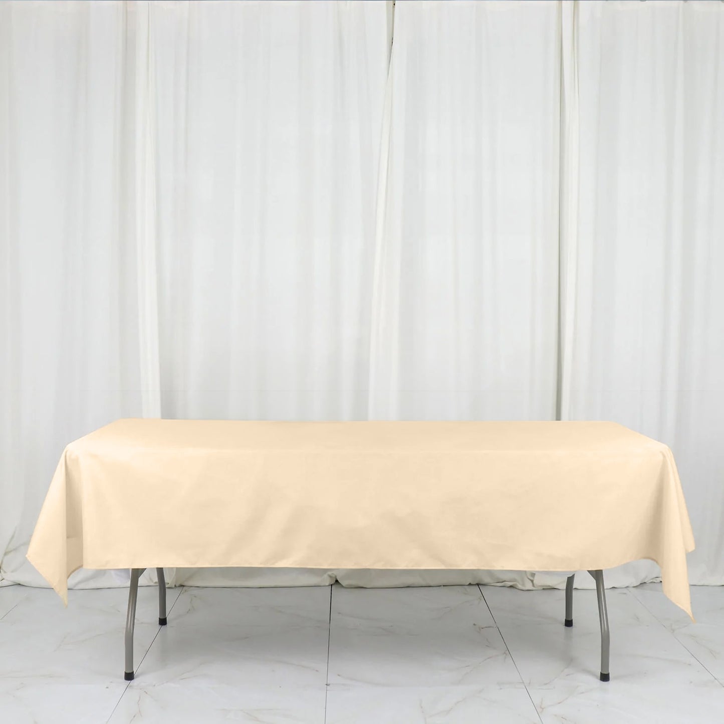 54"x96" Beige Polyester Linen Rectangle Tablecloth