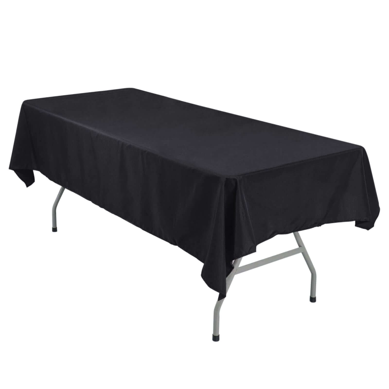 54x96Inch Black Polyester Linen Rectangle Tablecloth