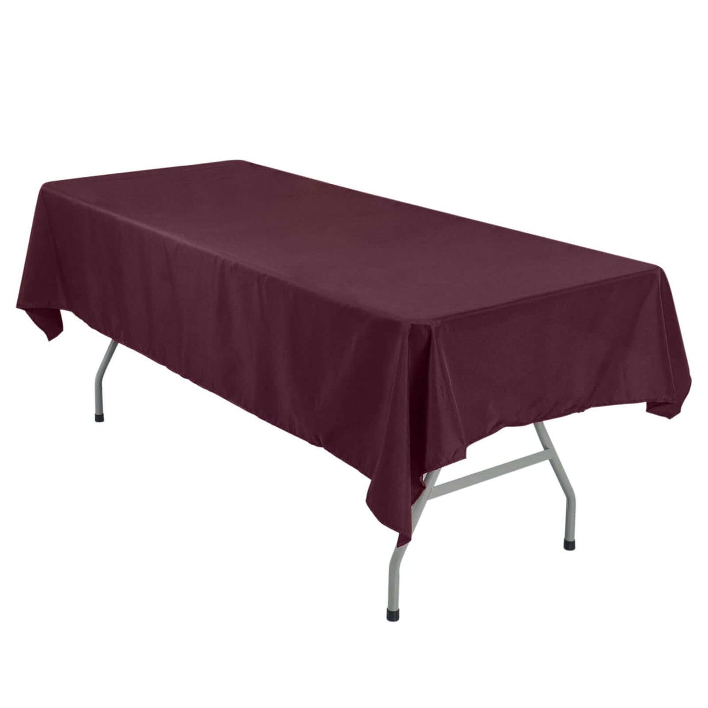 54x96 Inch Rectangle Tablecloth In Burgundy Polyester Linen