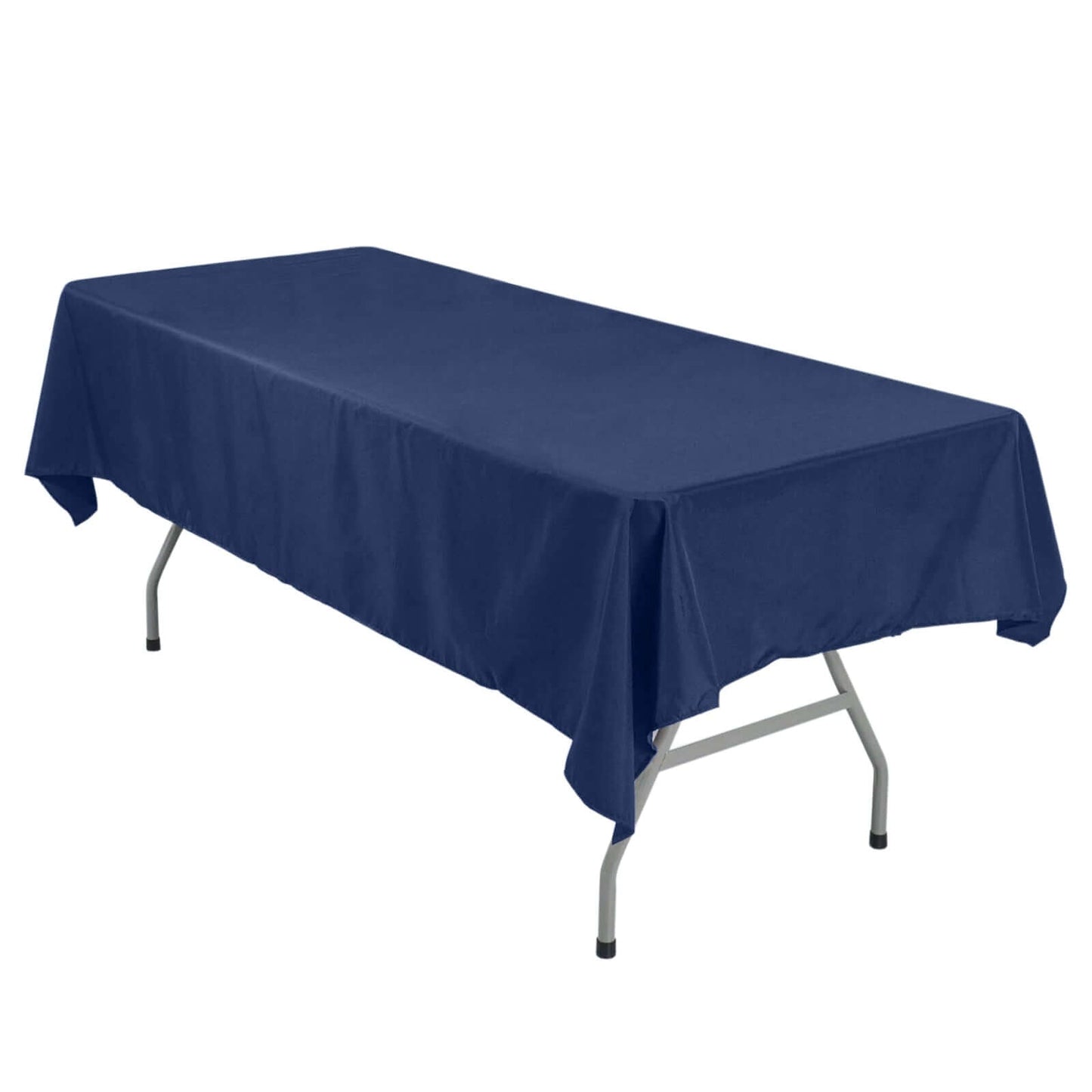 Navy Blue Polyester Linen Rectangle 54 Inch x 96 Inch Tablecloth