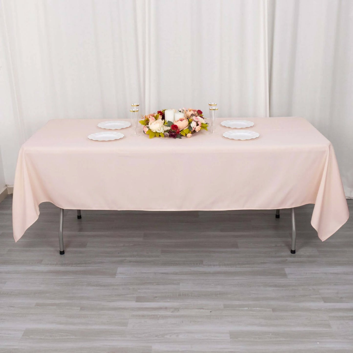 60"x102" Blush Premium Polyester Rectangular Tablecloth - 220GSM