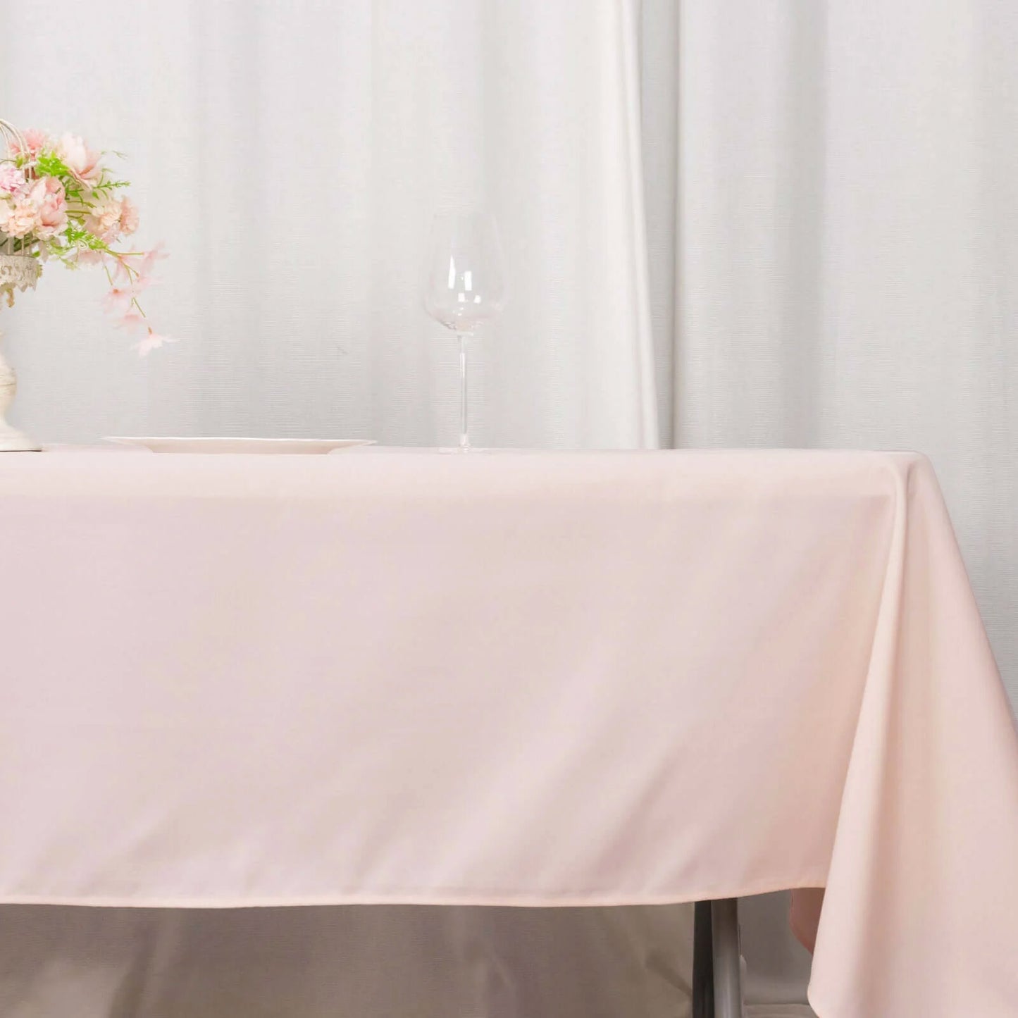 60"x102" Blush Premium Polyester Rectangular Tablecloth - 220GSM