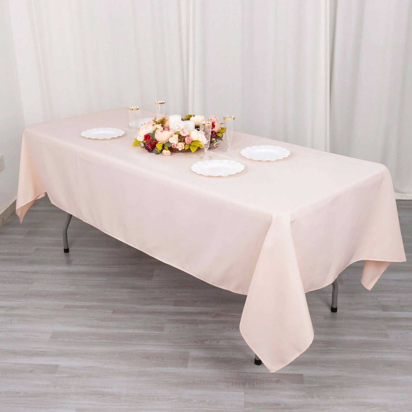 60"x102" Blush Premium Polyester Rectangular Tablecloth - 220GSM
