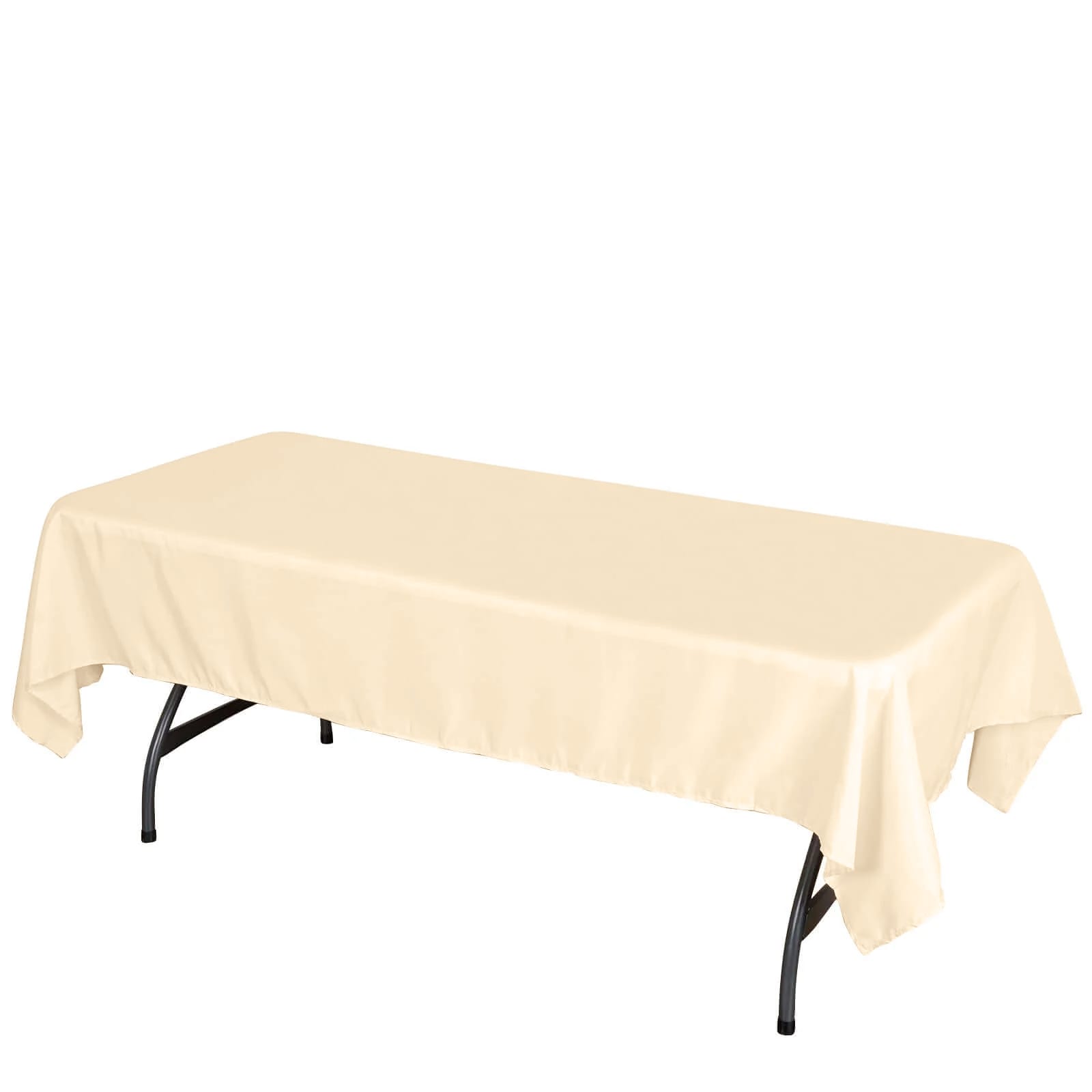 60"x102" Beige Polyester Rectangular Tablecloth