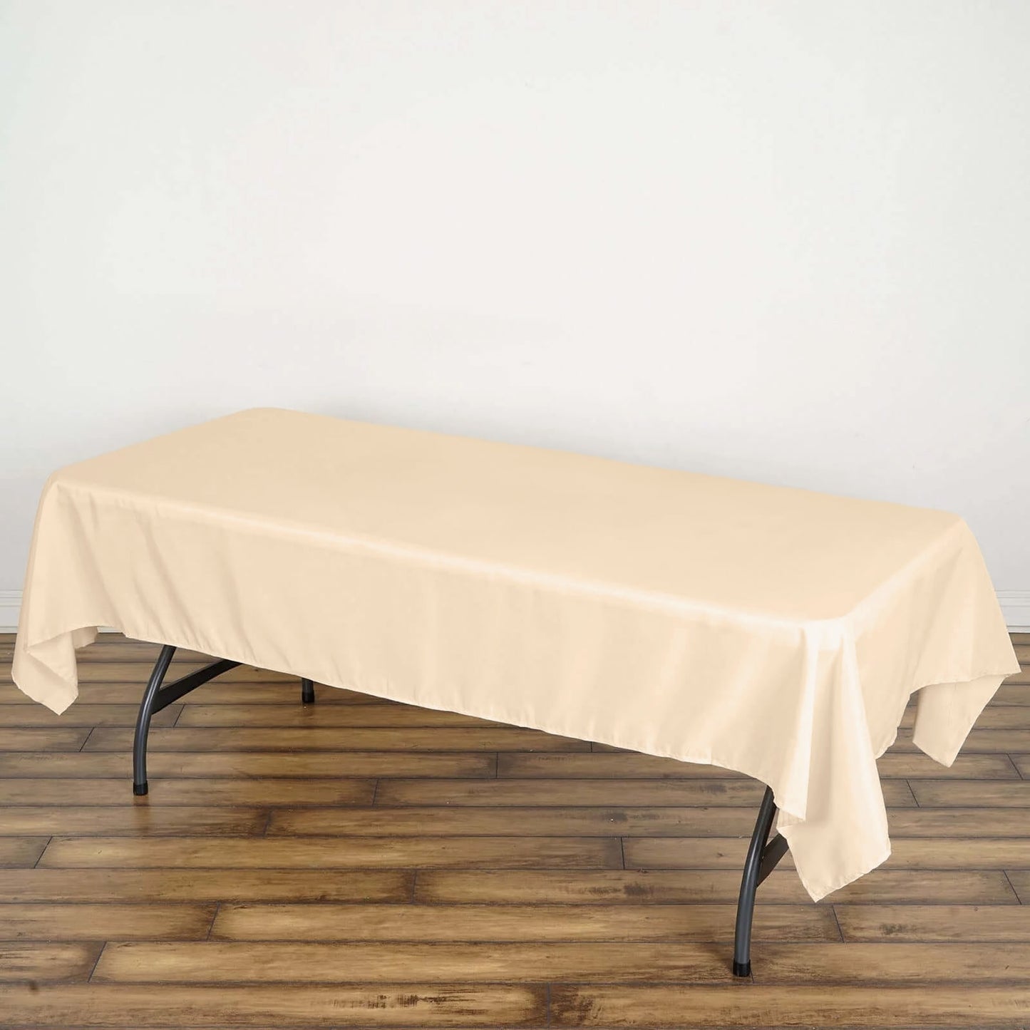 60"x102" Beige Polyester Rectangular Tablecloth