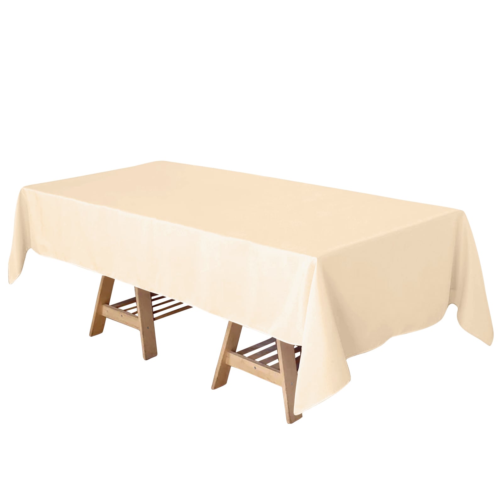 60 Inch x 102 Inch Beige Polyester Tablecloth Rectangular