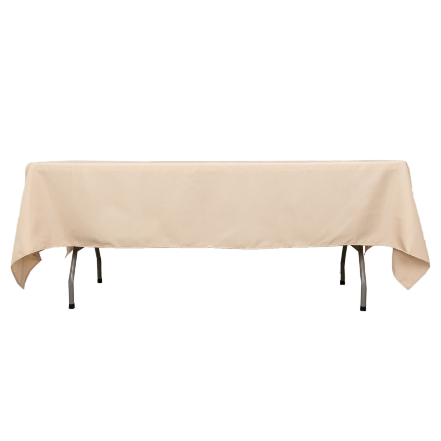 60"x102" Beige Premium Polyester Rectangular Tablecloth - 220GSM