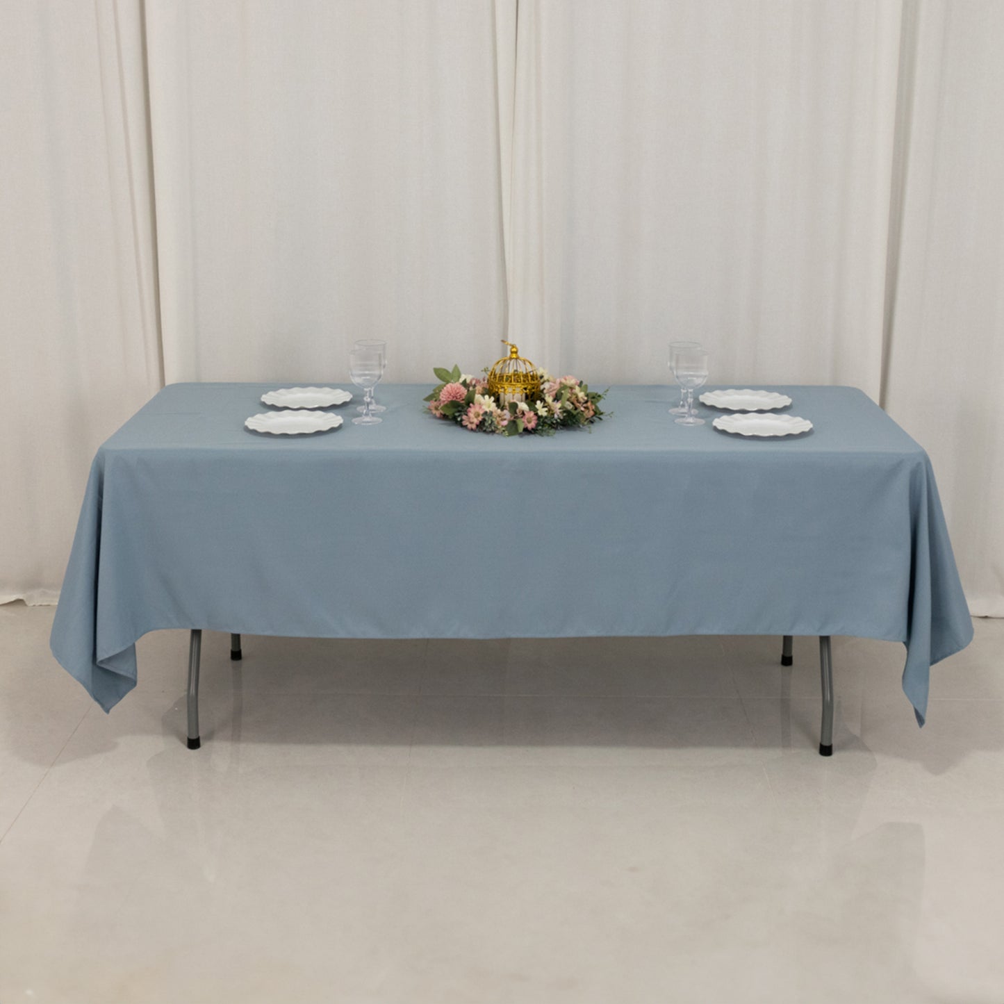60"x102" Dusty Blue Premium Polyester Rectangular Tablecloth - 220GSM