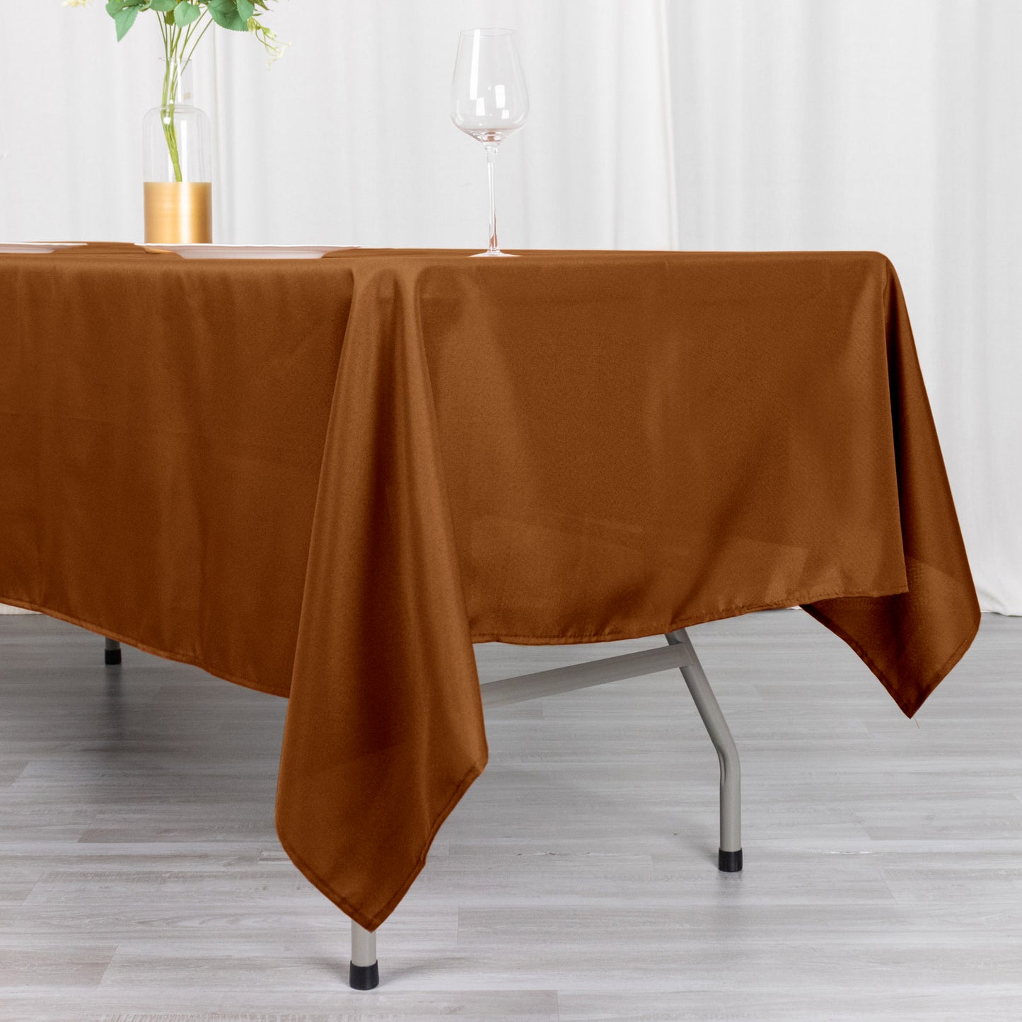 60"x102" Cinnamon Brown Polyester Rectangular Tablecloth