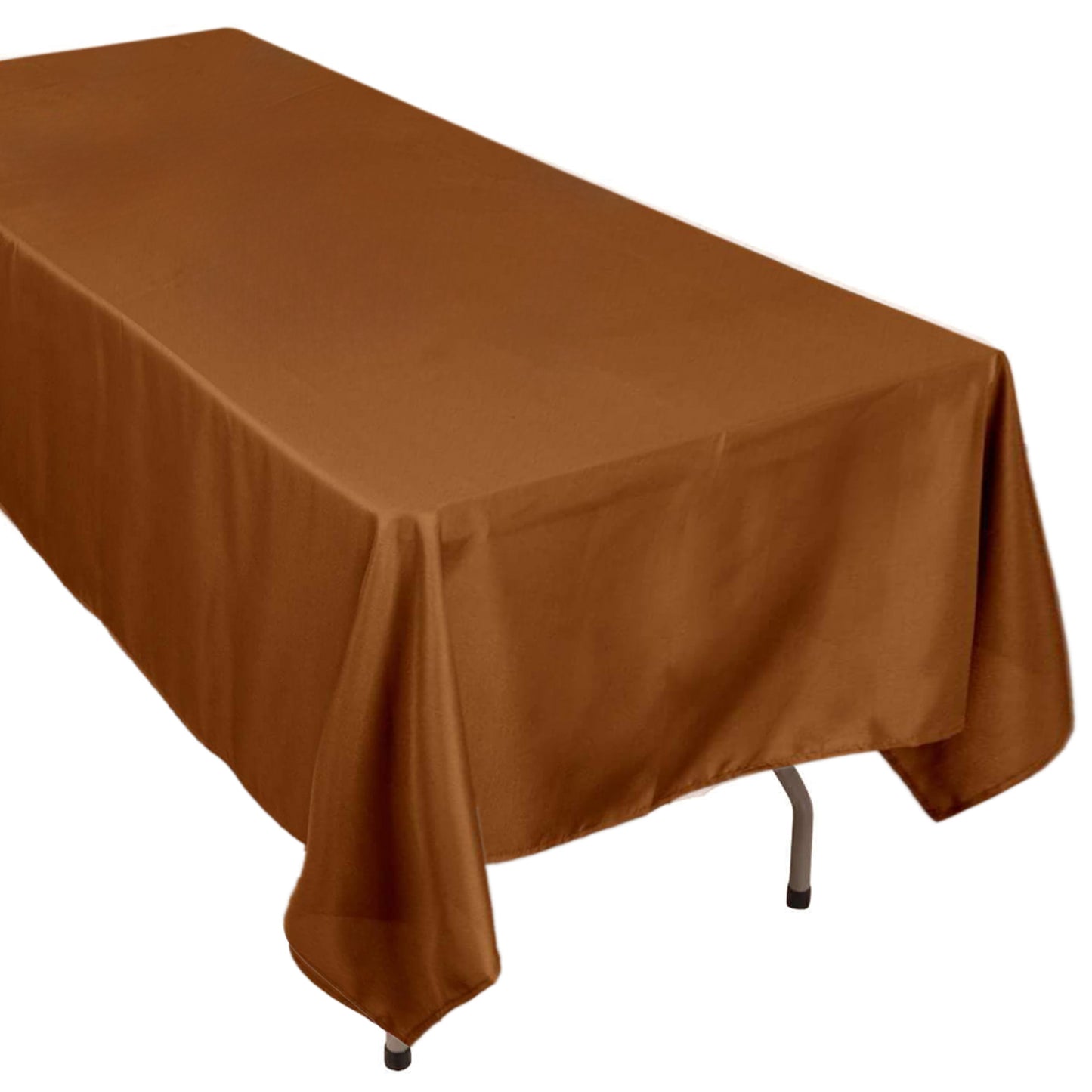 60"x102" Cinnamon Brown Polyester Rectangular Tablecloth