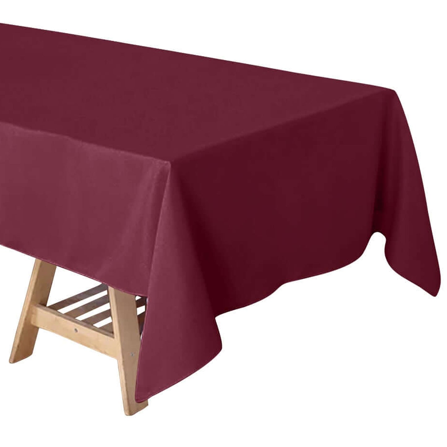 60 Inch x 102 Inch Tablecloth In Burgundy Polyester Rectangular 