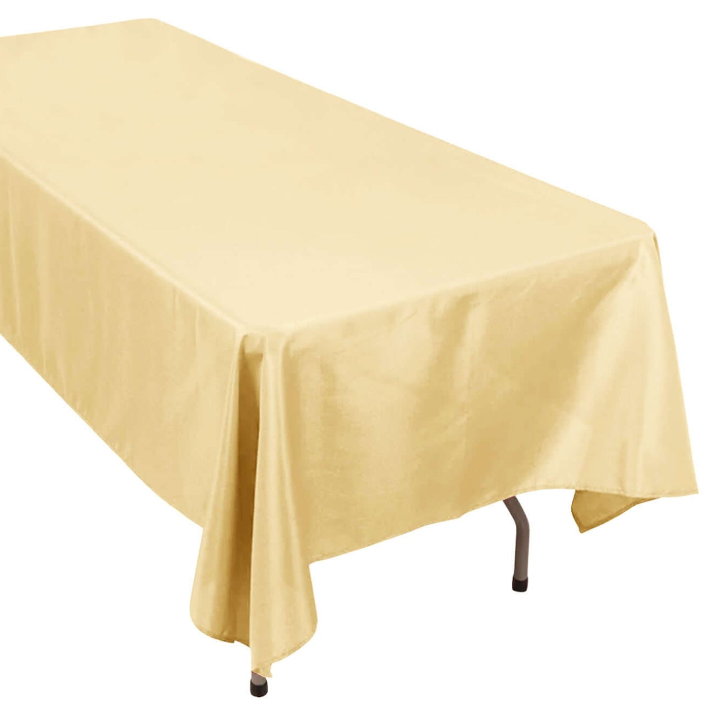 60x102inch Champagne 200 GSM Seamless Premium Polyester Rectangular Tablecloth