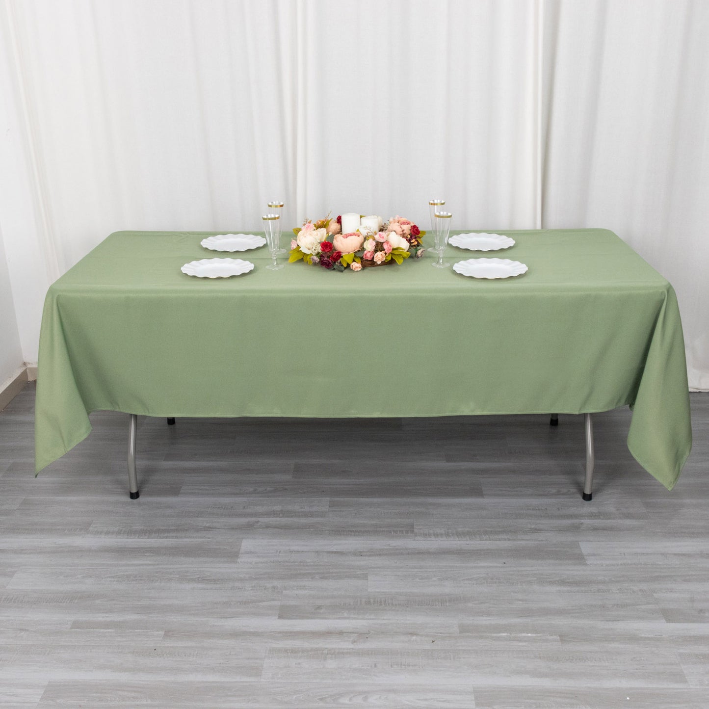 60"x102" Dusty Sage Green Premium Polyester Rectangular Tablecloth - 220GSM