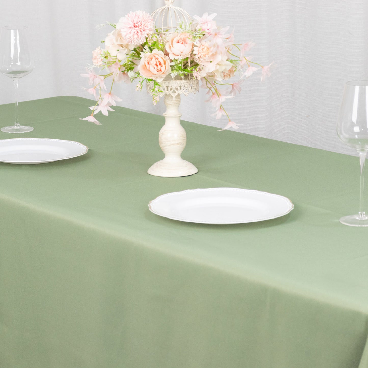 60"x102" Dusty Sage Green Premium Polyester Rectangular Tablecloth - 220GSM