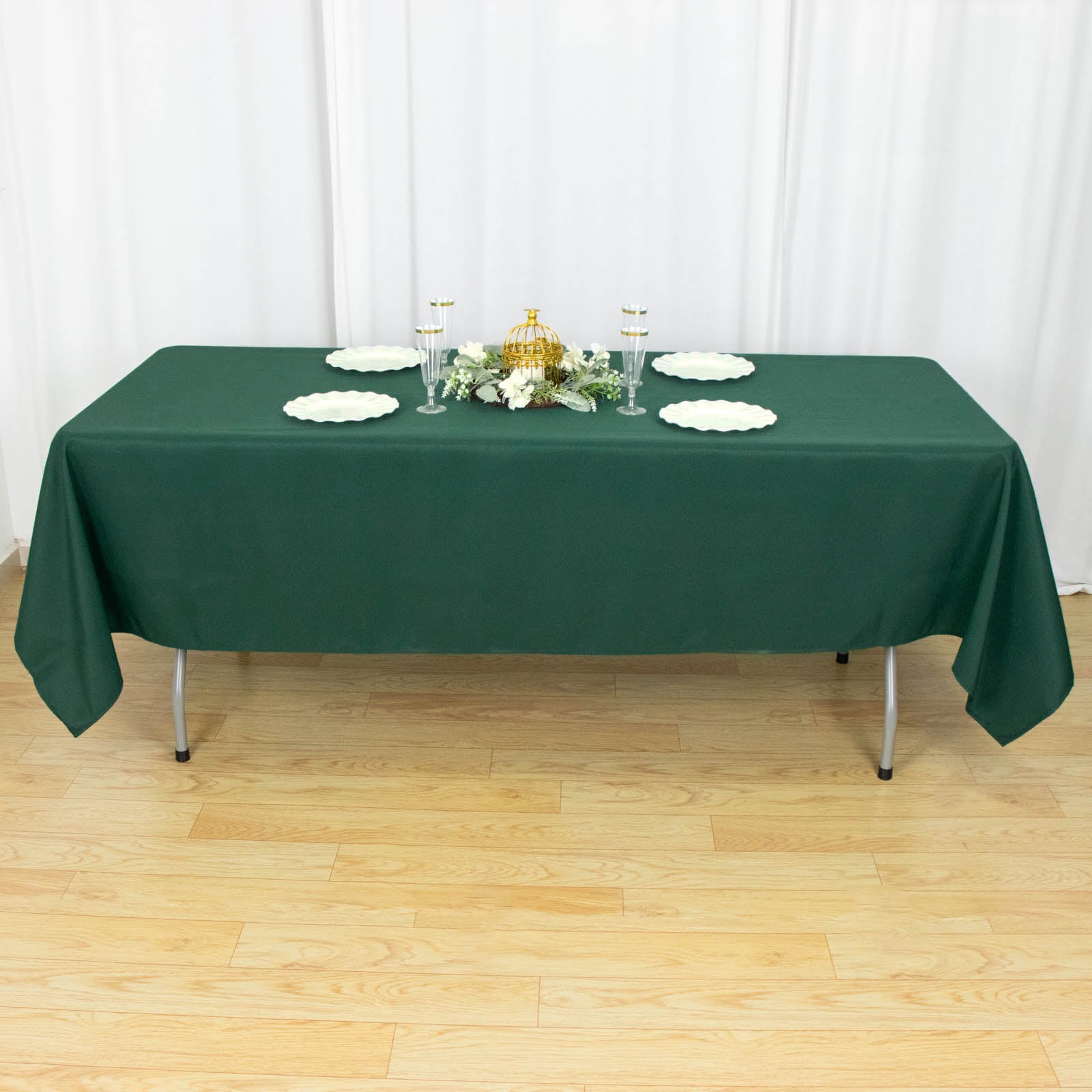 60x102inch Hunter Emerald Green 200 GSM Seamless Premium Polyester Rectangular Tablecloth