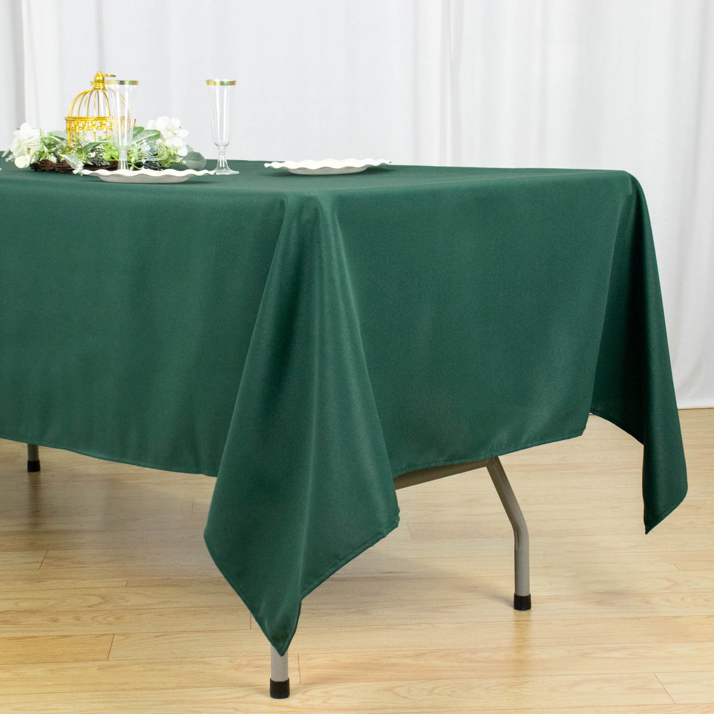 60"x102" Hunter Emerald Green Premium Polyester Rectangular Tablecloth - 220GSM