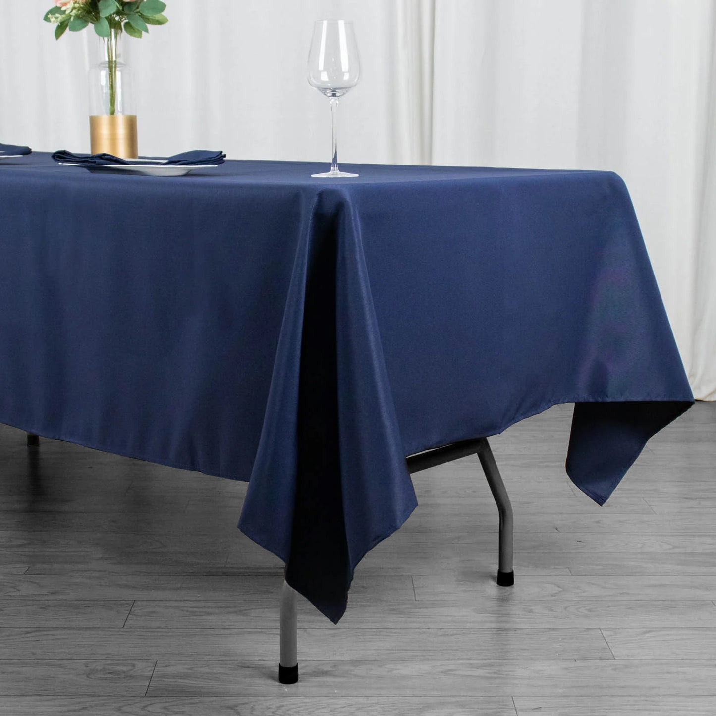 60x102inch Navy Blue 200 GSM Seamless Premium Polyester Rectangular Tablecloth