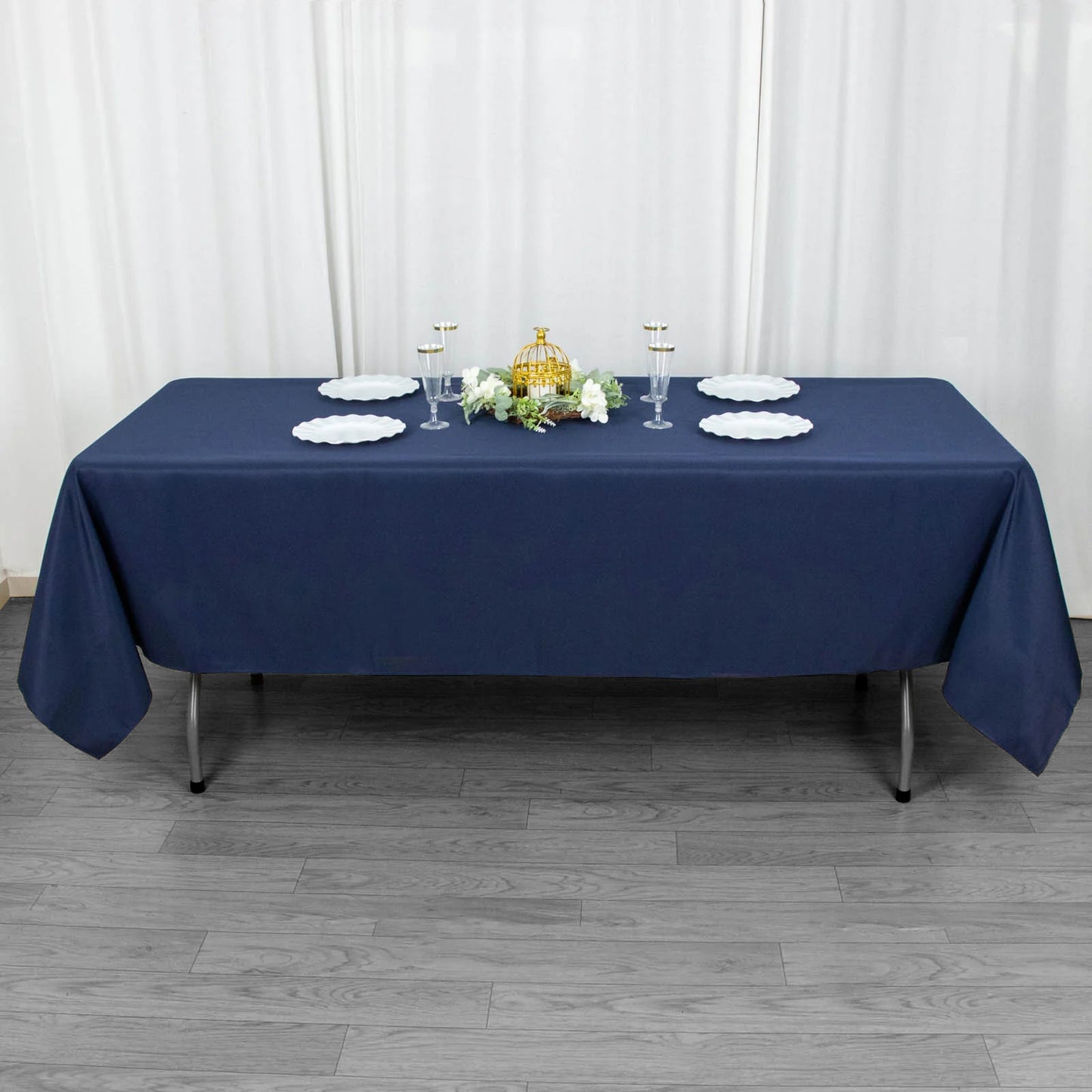 60x102inch Navy Blue 200 GSM Seamless Premium Polyester Rectangular Tablecloth