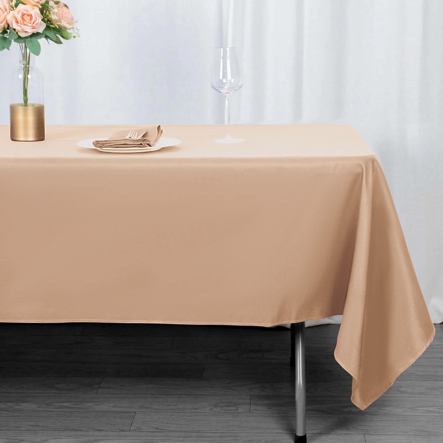 60"x102" Nude Premium Polyester Rectangular Tablecloth - 220GSM