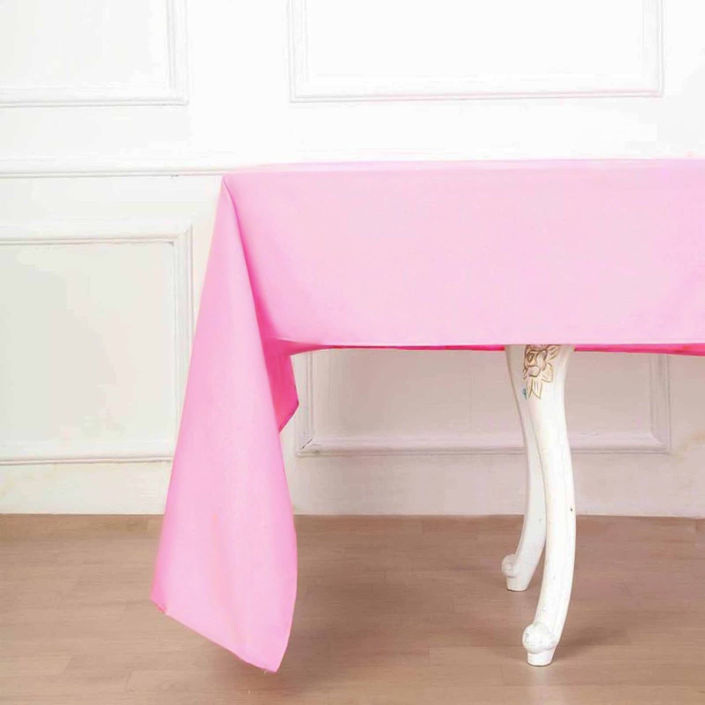 60"x102" Pink Polyester Rectangular Tablecloth