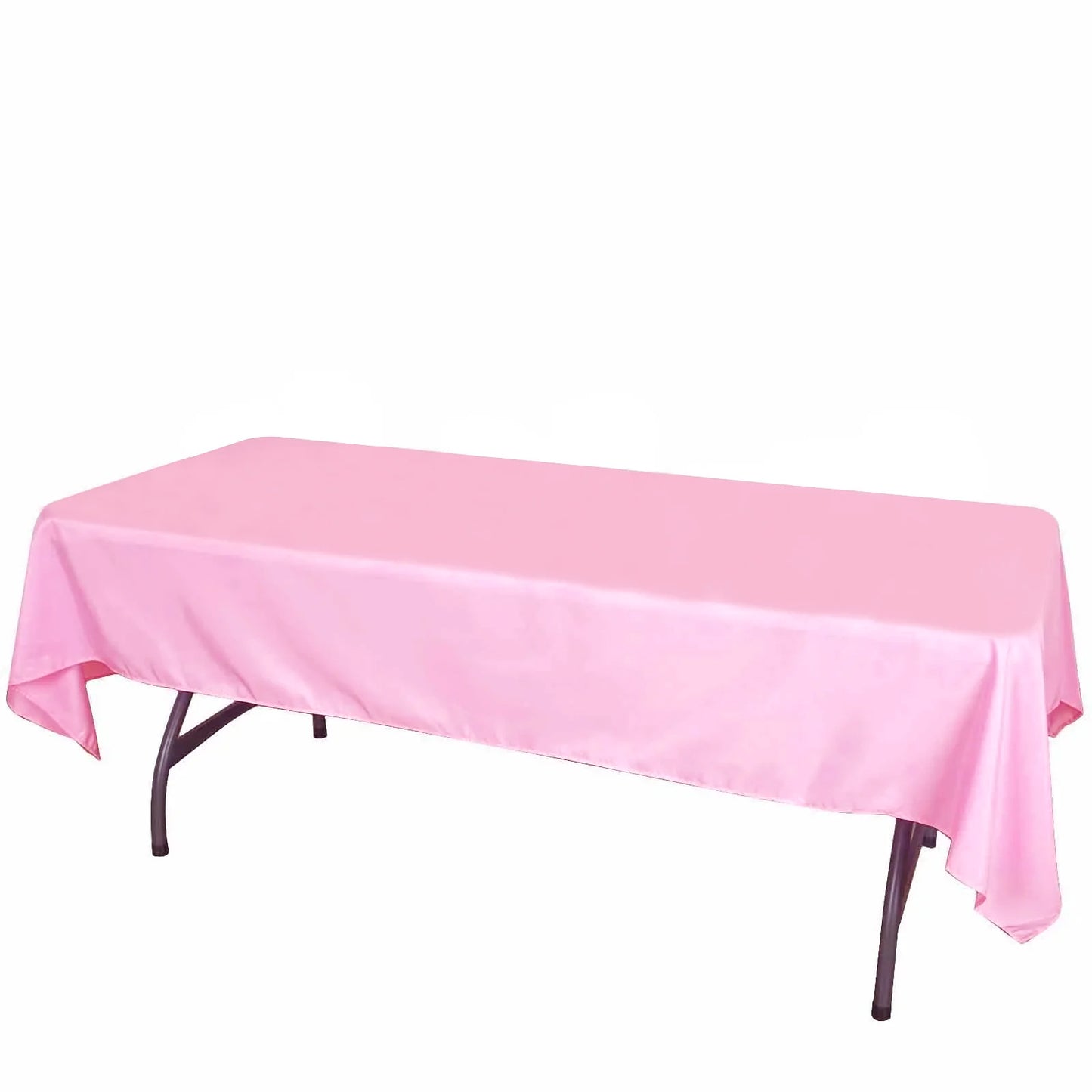 60"x102" Pink Polyester Rectangular Tablecloth