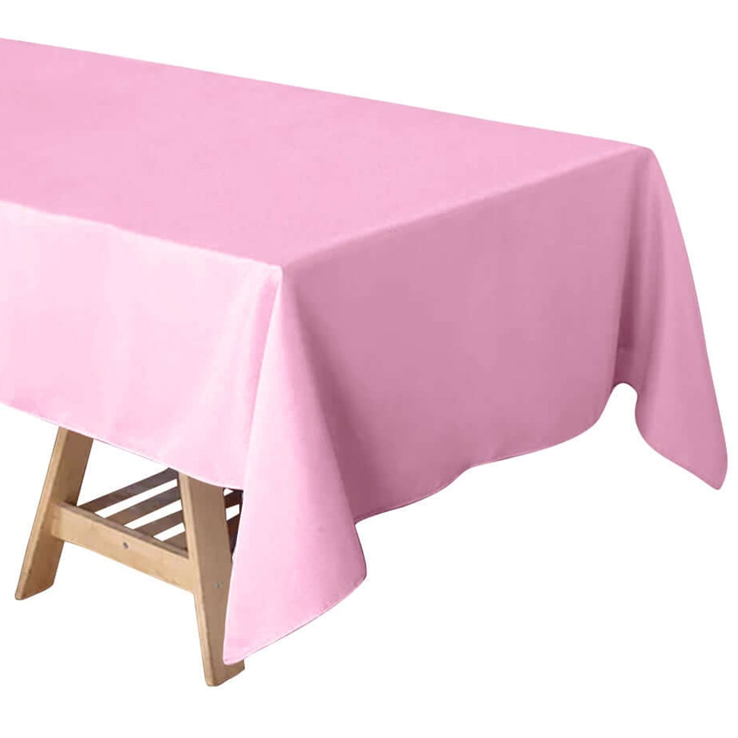 60"x102" Pink Polyester Rectangular Tablecloth