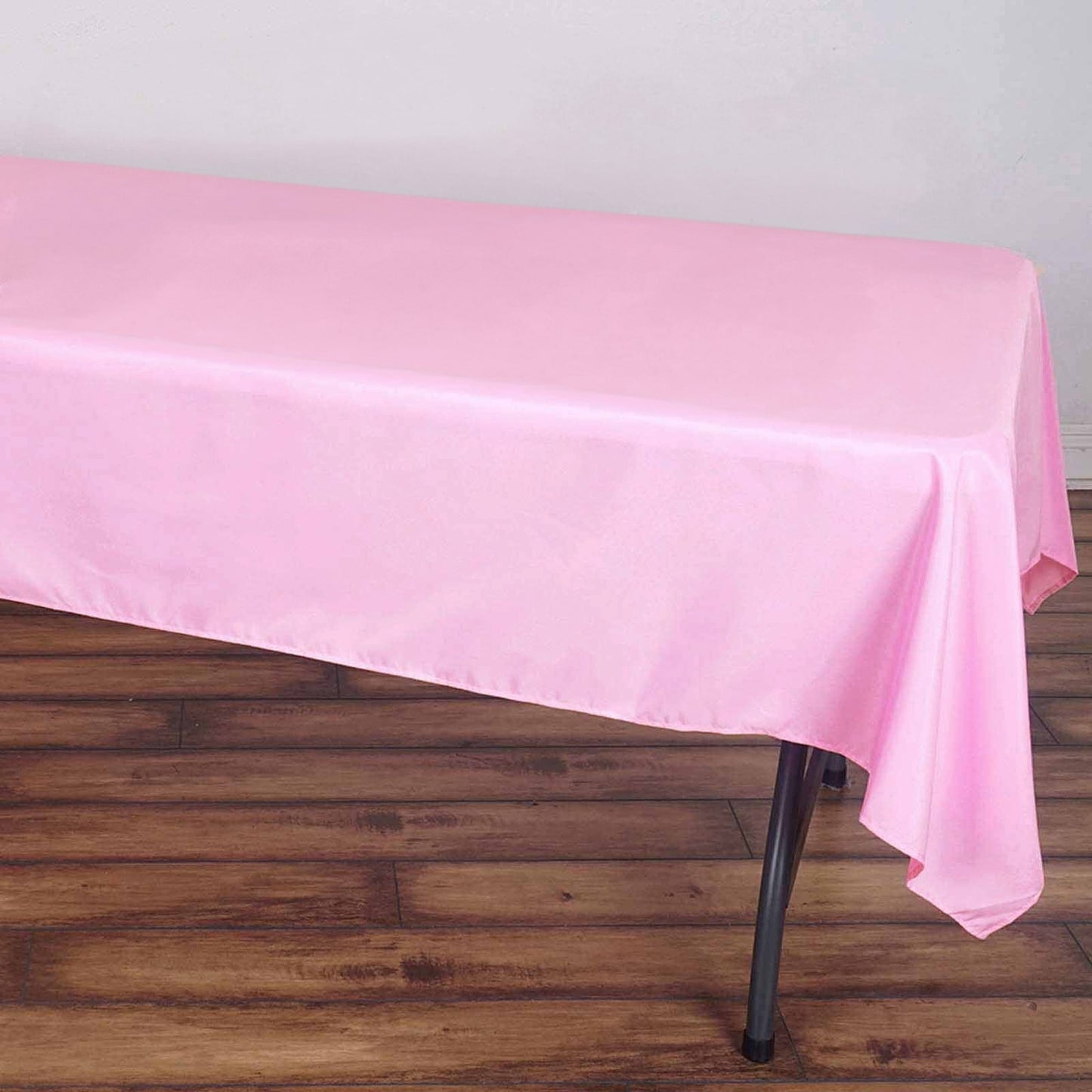 60"x102" Pink Polyester Rectangular Tablecloth