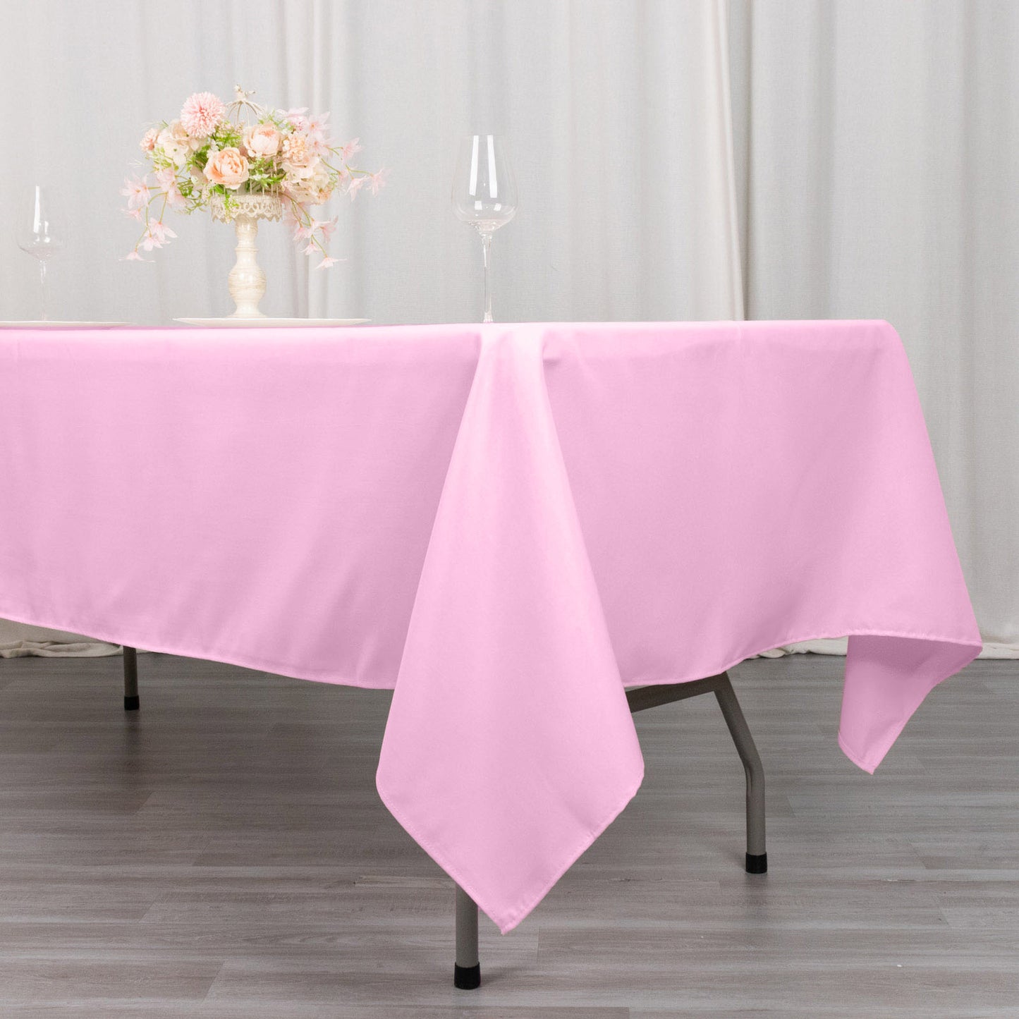 60"x102" Pink Premium Polyester Rectangular Tablecloth - 220GSM