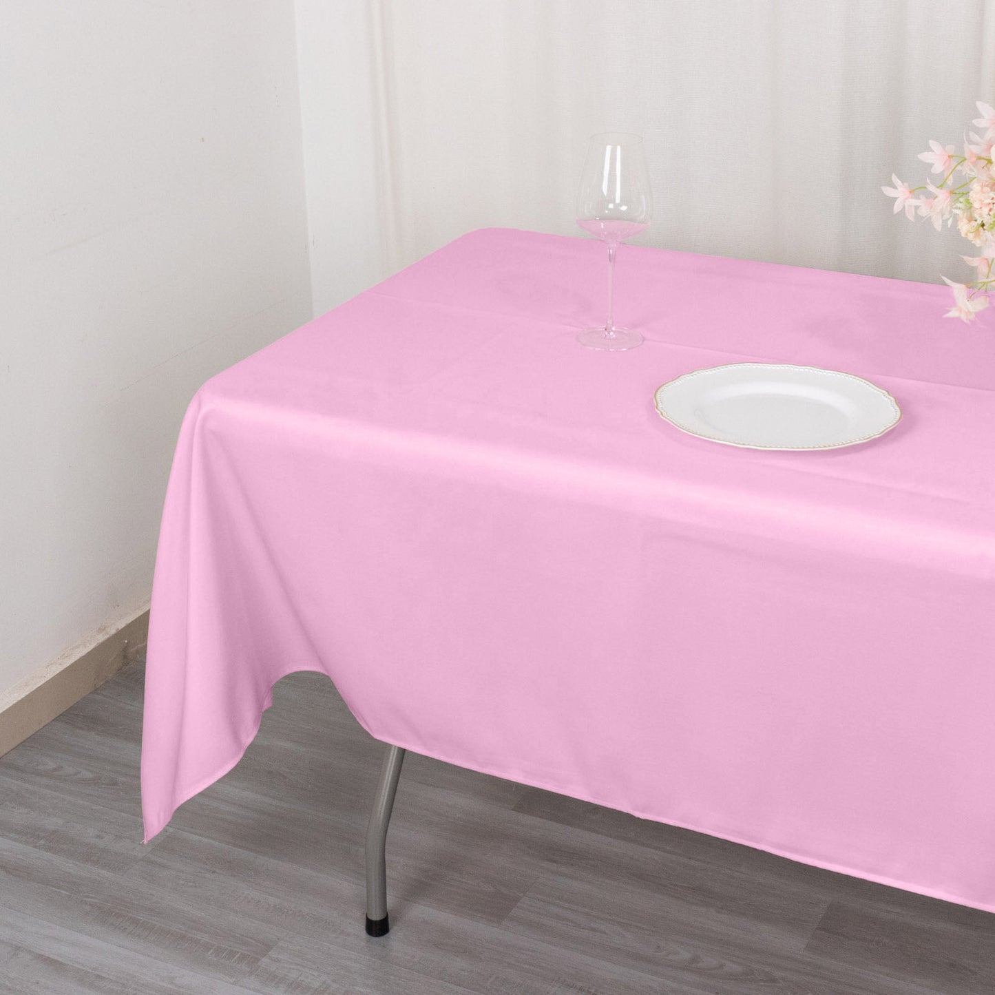 60"x102" Pink Premium Polyester Rectangular Tablecloth - 220GSM