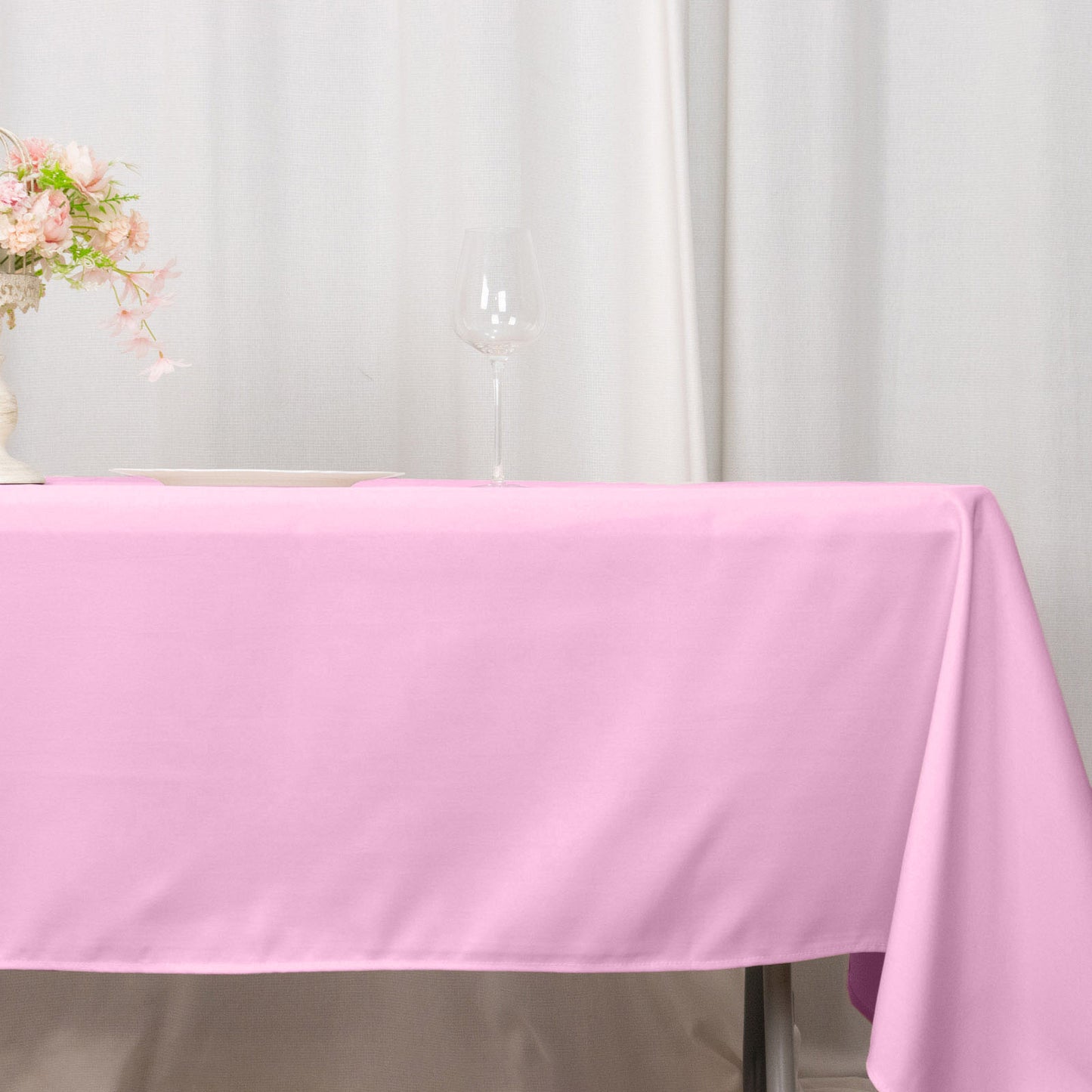 60"x102" Pink Premium Polyester Rectangular Tablecloth - 220GSM