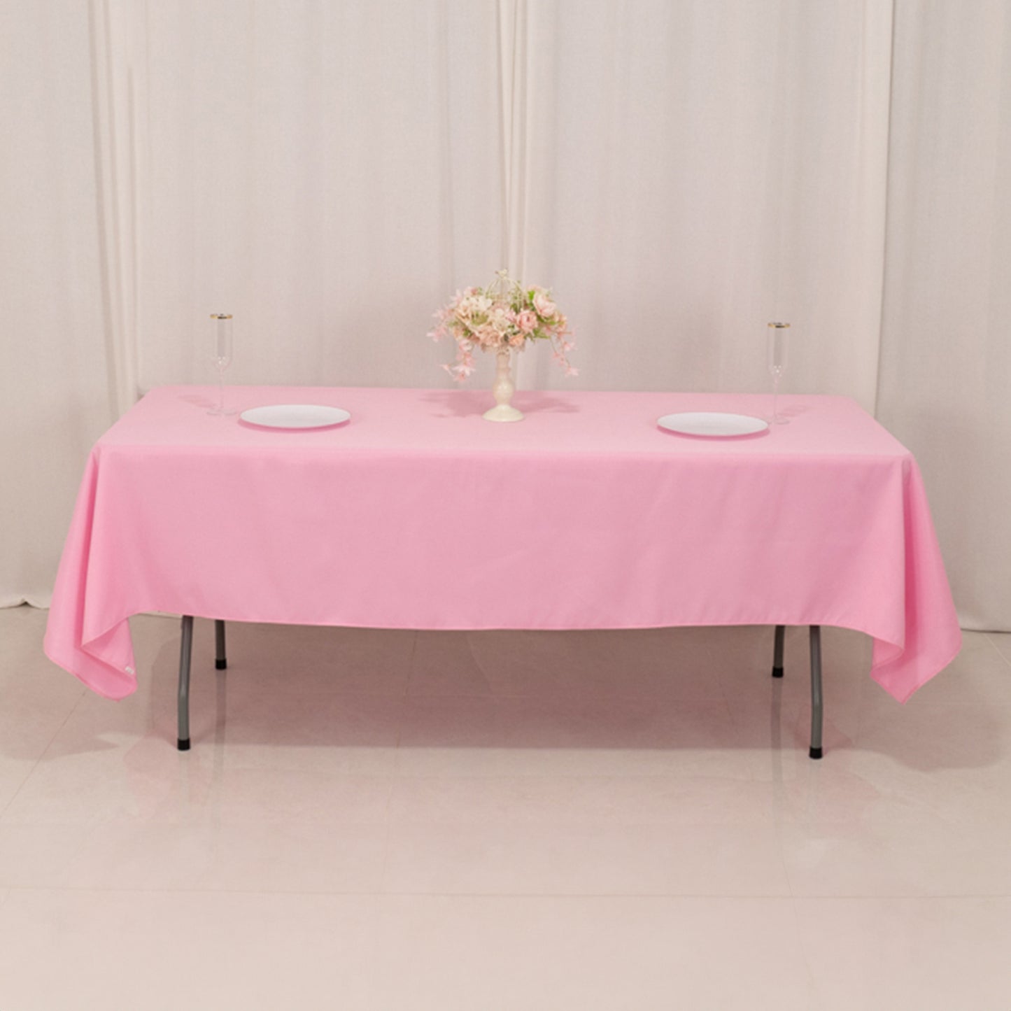 60"x102" Pink Premium Polyester Rectangular Tablecloth - 220GSM