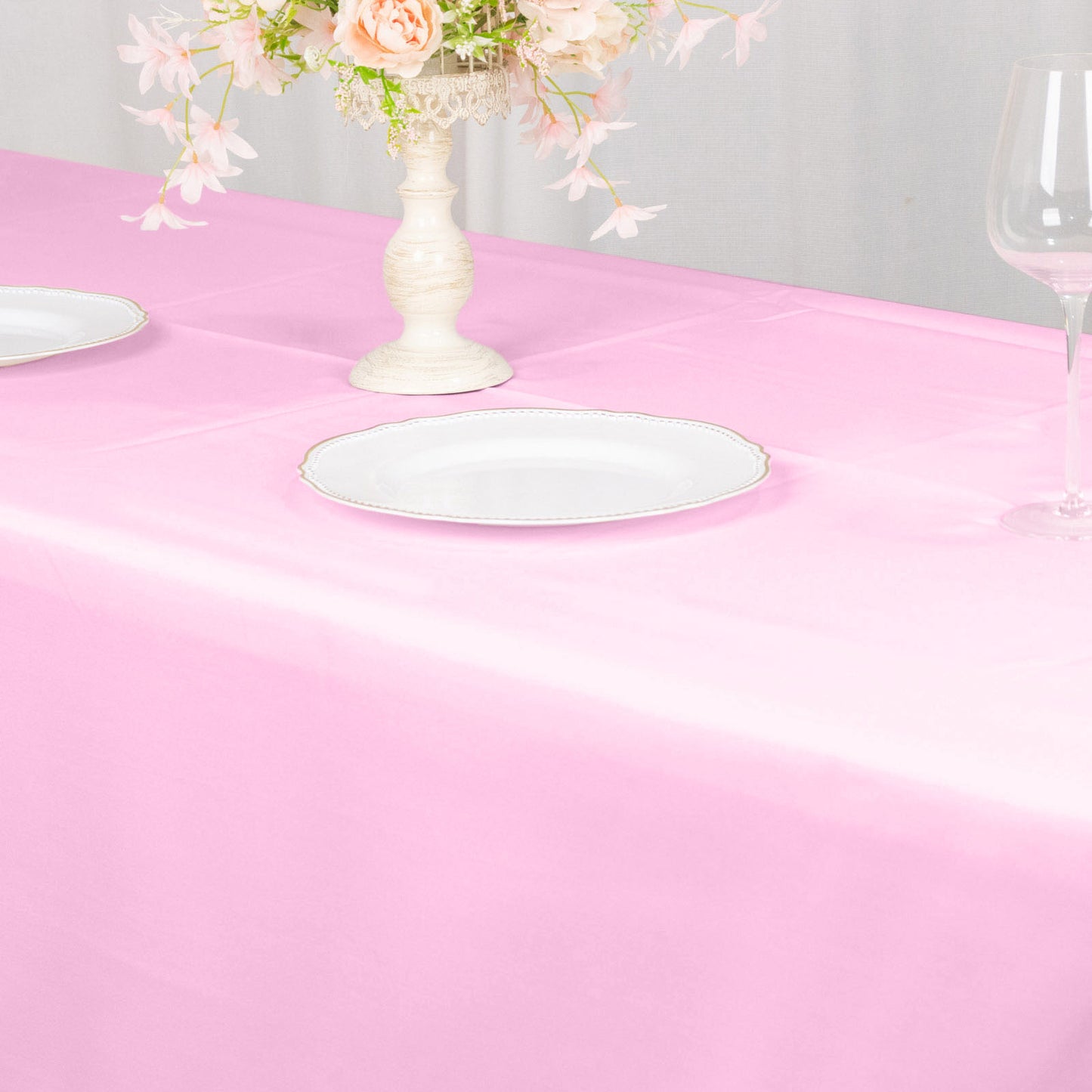 60"x102" Pink Premium Polyester Rectangular Tablecloth - 220GSM