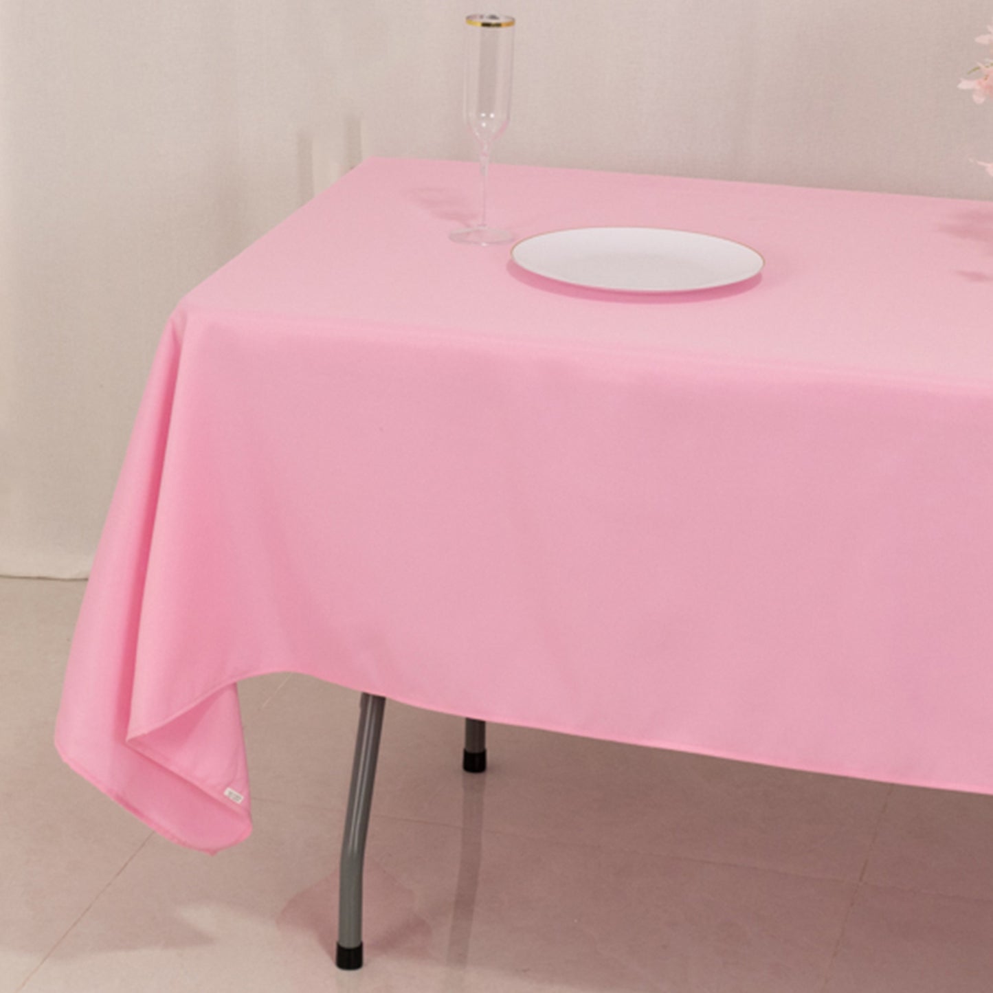 60"x102" Pink Premium Polyester Rectangular Tablecloth - 220GSM
