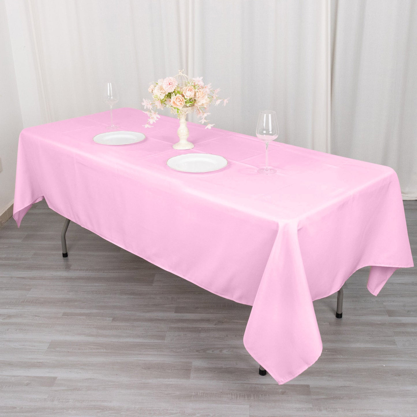 60"x102" Pink Premium Polyester Rectangular Tablecloth - 220GSM