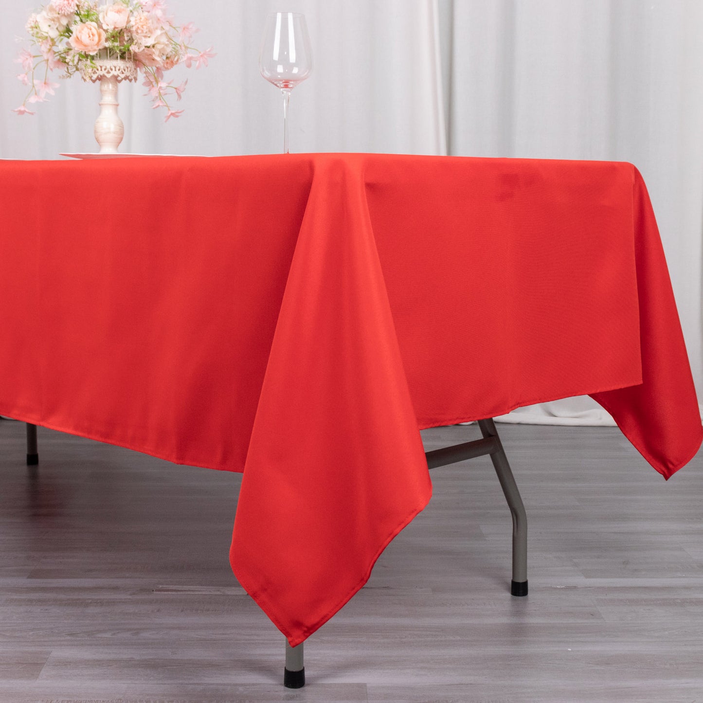 60"x102" Red Premium Polyester Rectangular Tablecloth - 220GSM