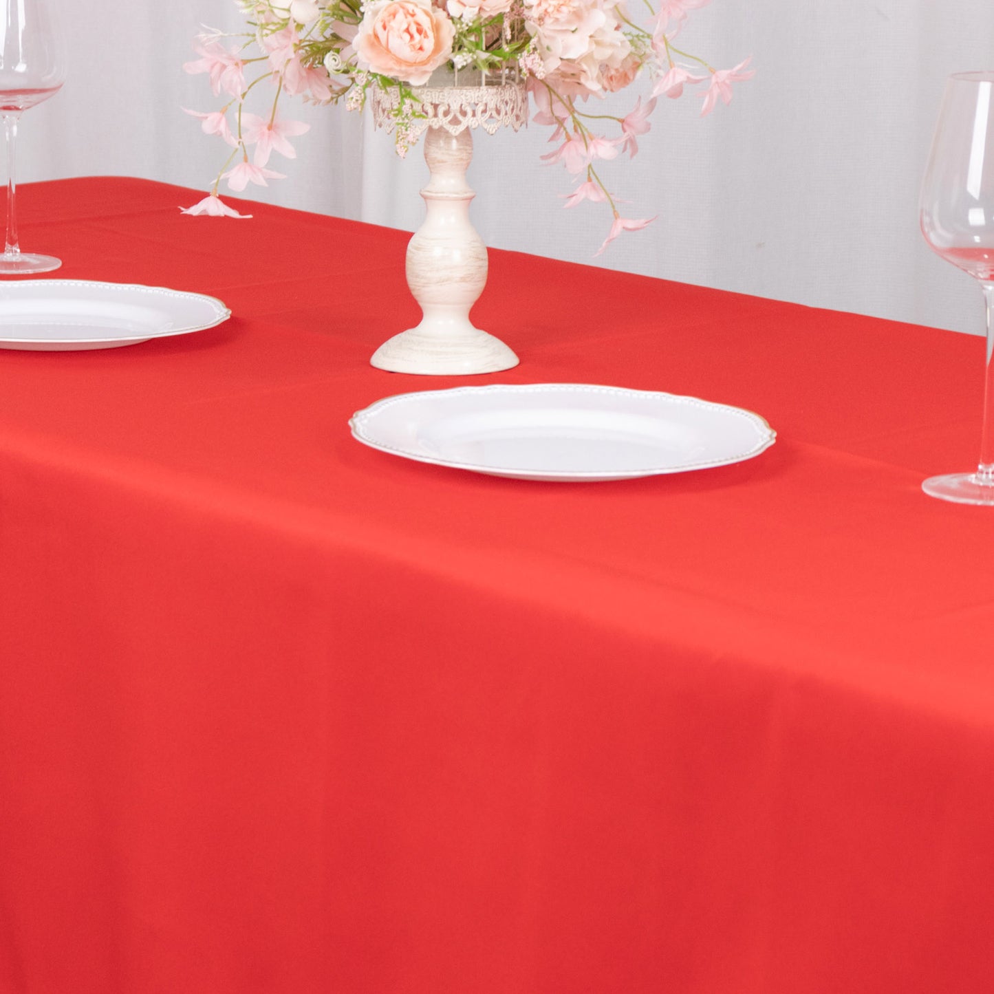 60"x102" Red Premium Polyester Rectangular Tablecloth - 220GSM