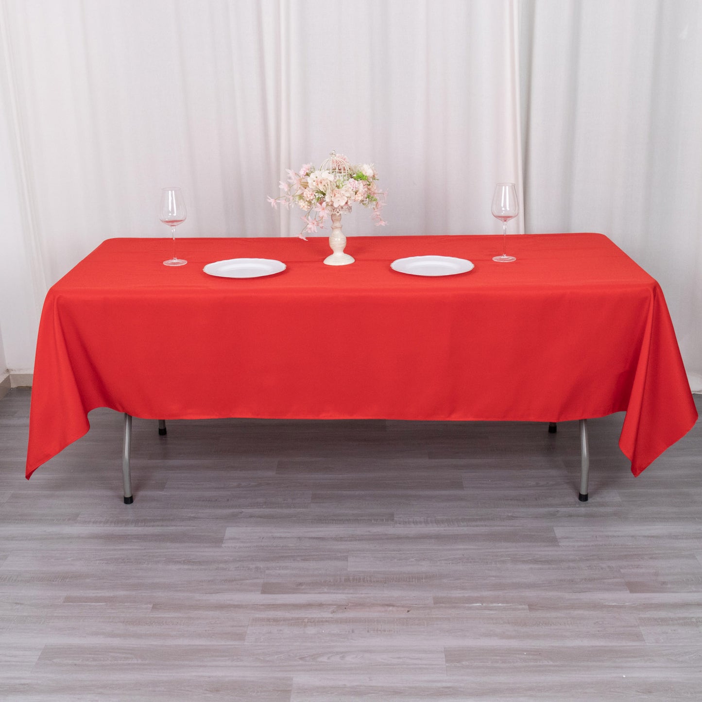 60"x102" Red Premium Polyester Rectangular Tablecloth - 220GSM