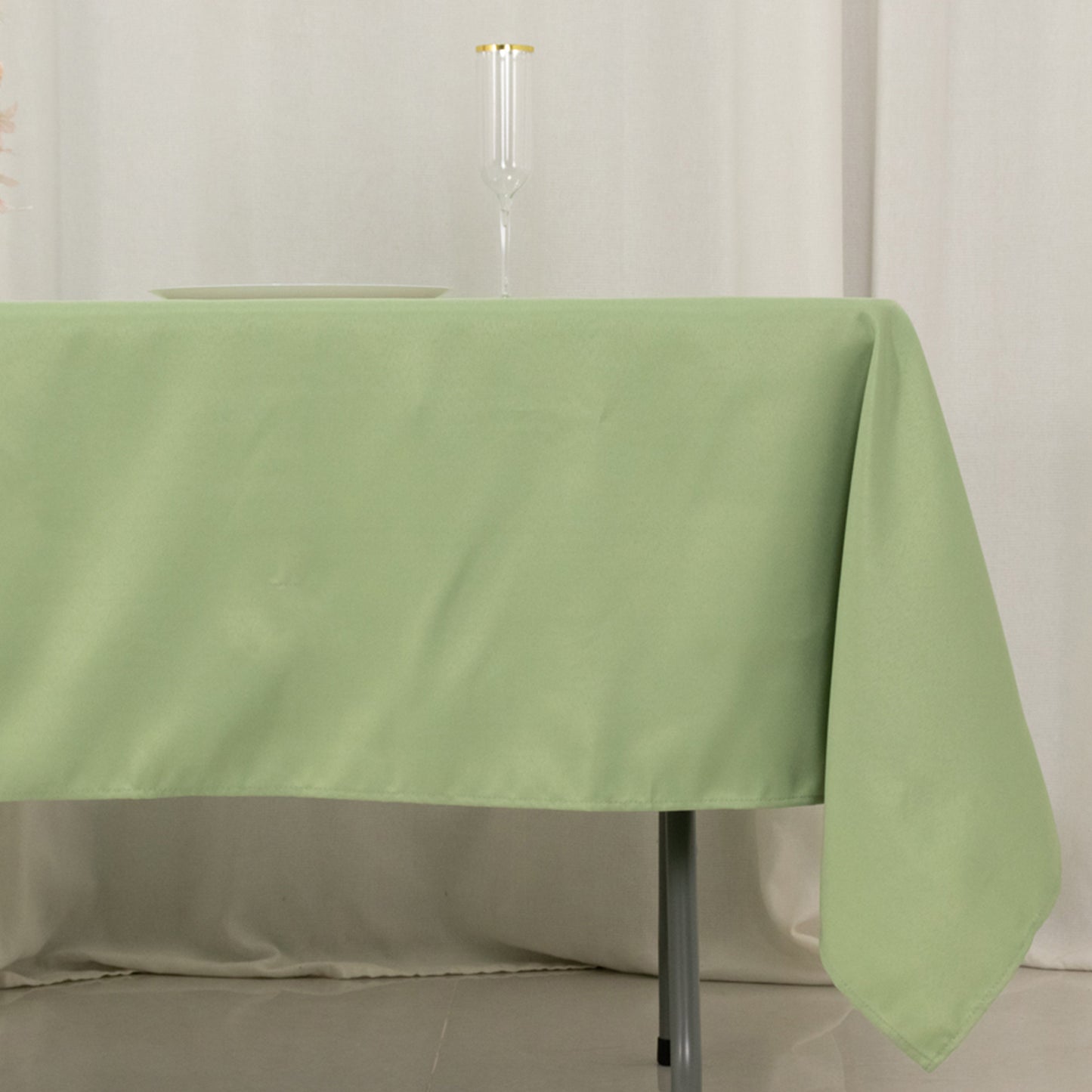 60"x102" Sage Green Premium Polyester Rectangular Tablecloth - 220GSM