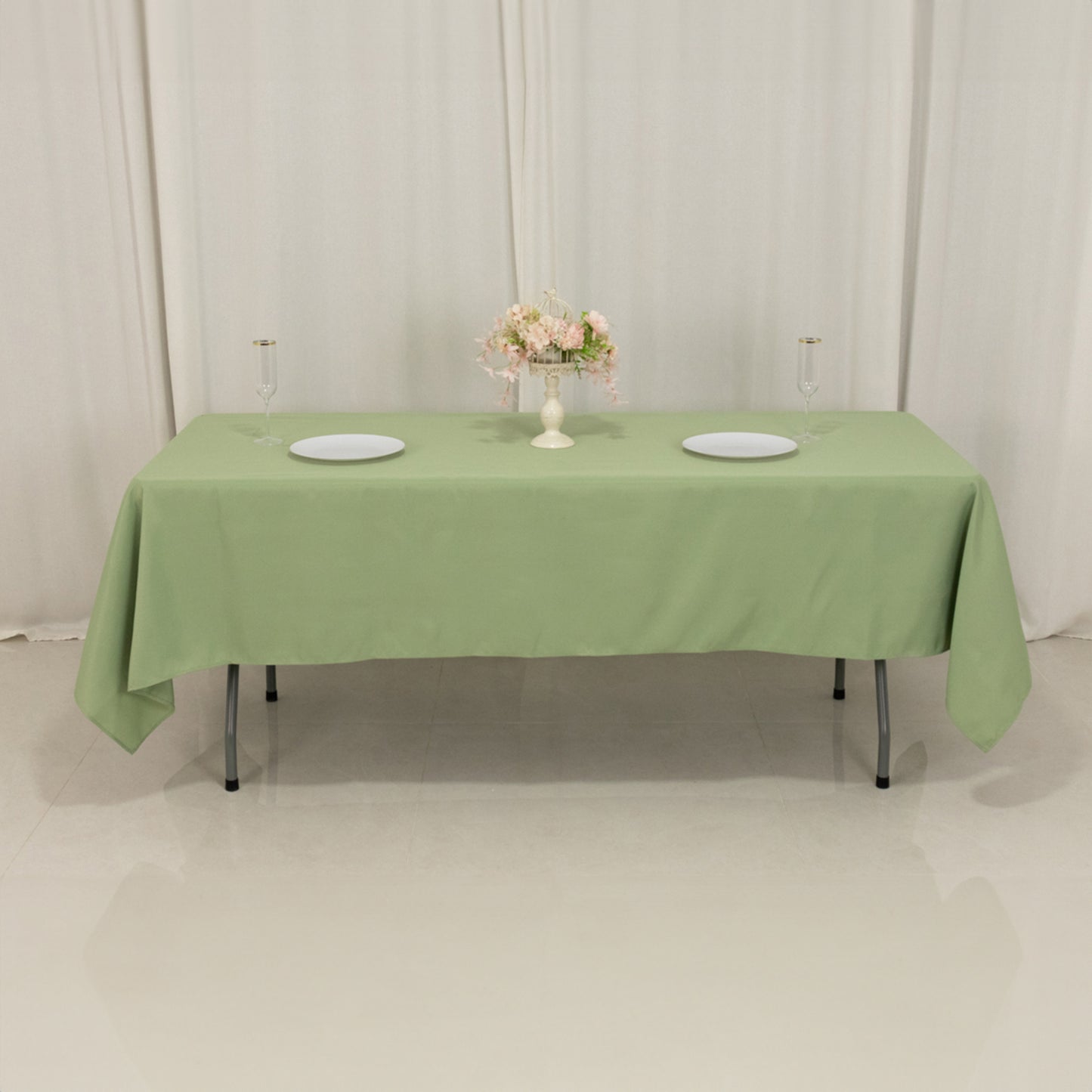 60"x102" Sage Green Premium Polyester Rectangular Tablecloth - 220GSM