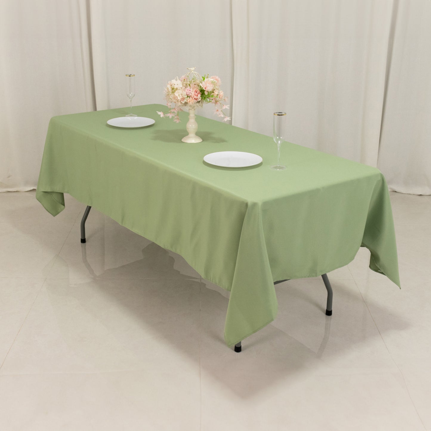 60"x102" Sage Green Premium Polyester Rectangular Tablecloth - 220GSM