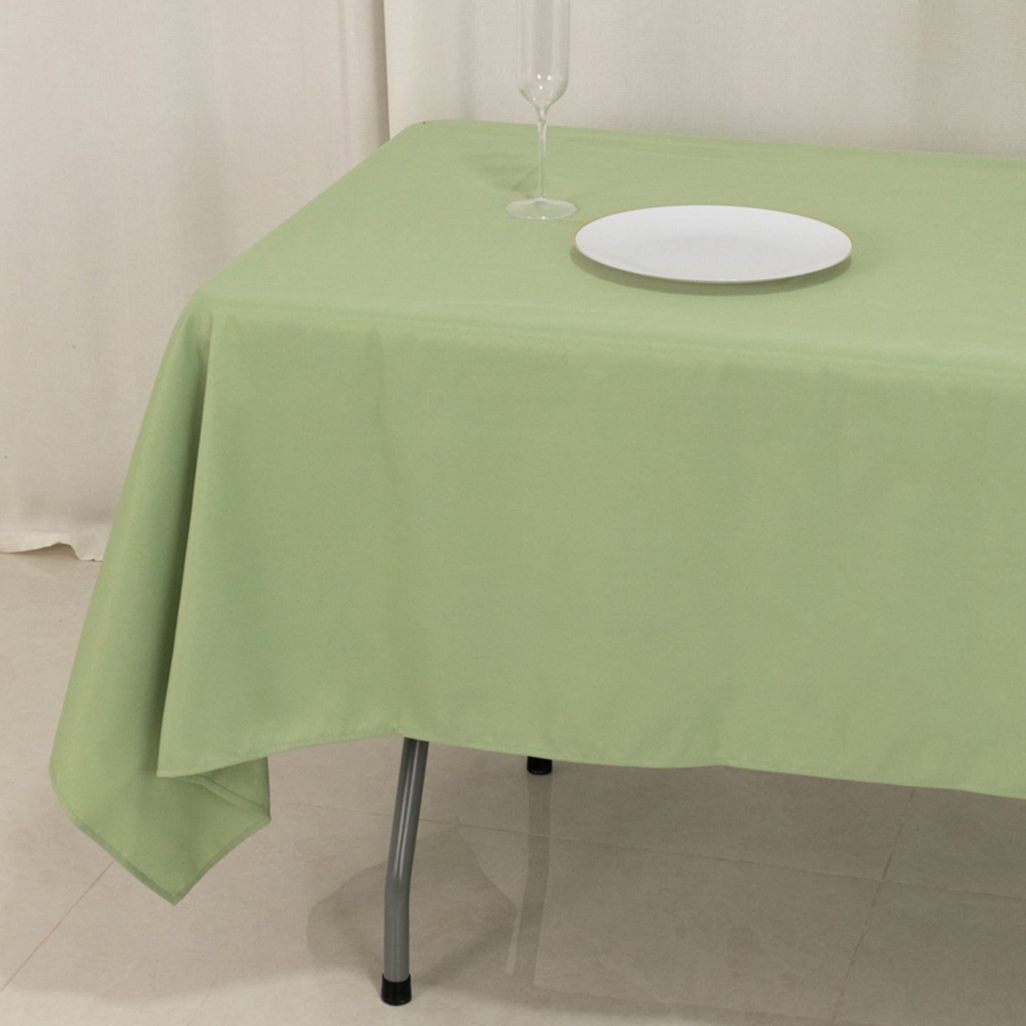 60"x102" Sage Green Premium Polyester Rectangular Tablecloth - 220GSM