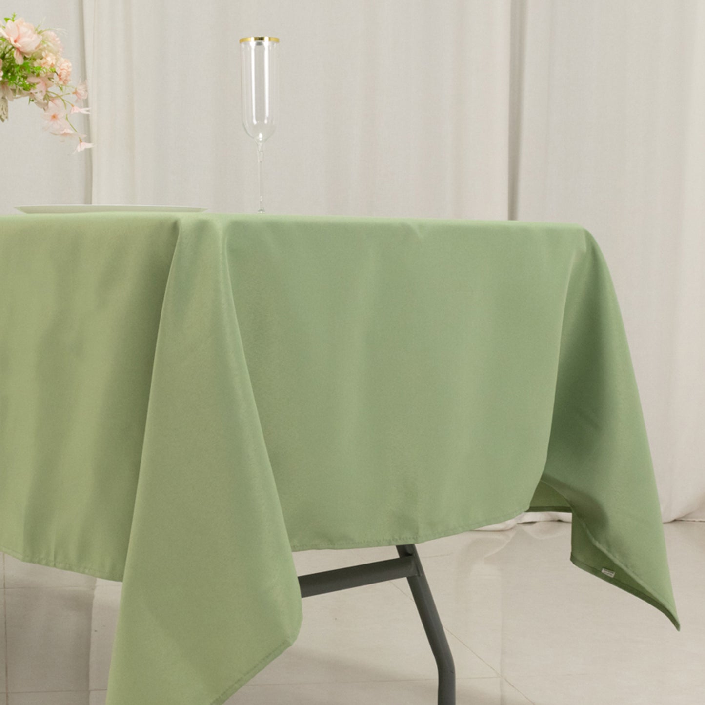 60"x102" Sage Green Premium Polyester Rectangular Tablecloth - 220GSM